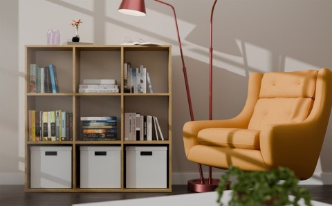 REGAŁ MALAX 3x3 H DĄB ARTISAN ZABUDOWANY TYŁ HDF PÓŁKI 110x110 CM