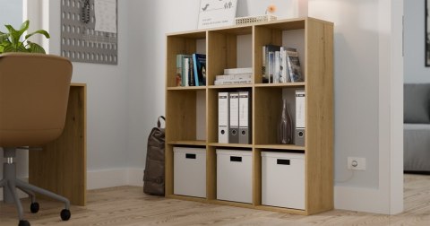 REGAŁ MALAX 3x3 H DĄB ARTISAN ZABUDOWANY TYŁ HDF PÓŁKI 110x110 CM