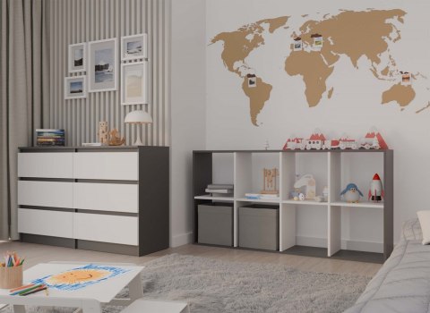 Regał Malax 2X4 ANTRACYT BIAŁY