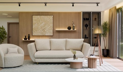 SOFA SARIS BEŻOWY NOGA ZŁOTA