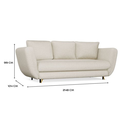 SOFA SARIS BEŻOWY NOGA ZŁOTA