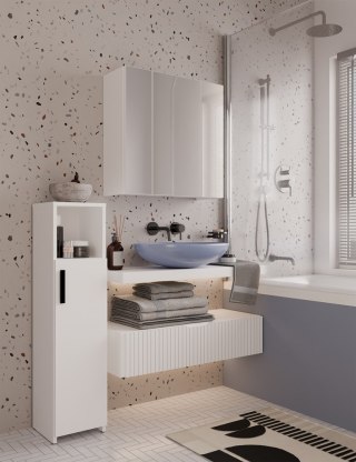 Słupek Łazienkowy ALVO 1D BIAŁY 4 Półki 1 Drzwi Szafka Do Łazienki