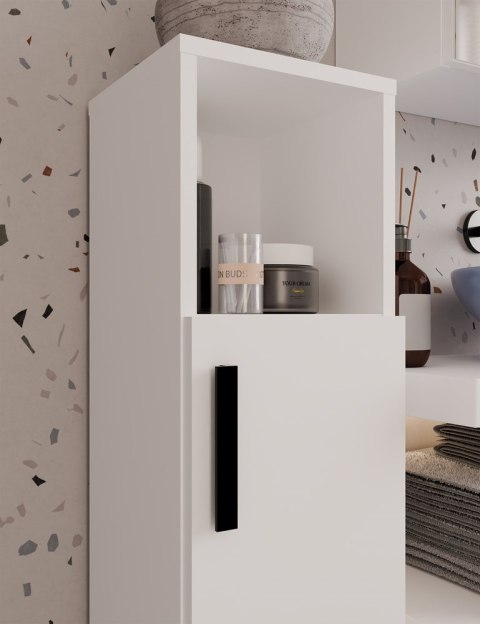 Słupek Łazienkowy ALVO 1D BIAŁY 4 Półki 1 Drzwi Szafka Do Łazienki