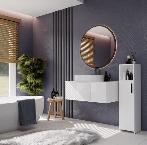 Słupek Łazienkowy ALVO 1D BIAŁY 4 Półki 1 Drzwi Szafka Do Łazienki