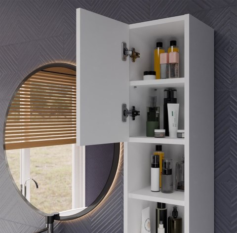 Słupek Łazienkowy ALVO 2D BIAŁY 8 Półek 2 Drzwi Szafka Do Łazienki