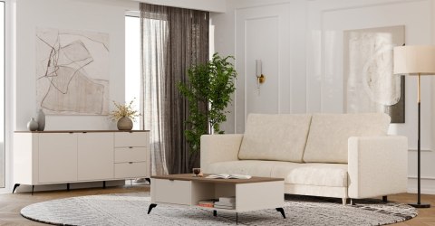 Stolik Kawowy Ława CORDOBA Kaszmir Beż Dąb Castello 2 Szuflady Do Salonu