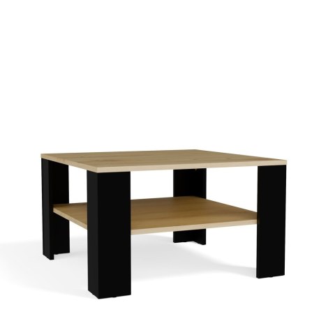 Stolik Kawowy Z Półką Pod Blatem SQUARE DĄB ARTISAN CZARNY Ława Do Salonu Pokoju