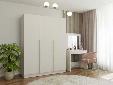 SZAFA SENSO 3D 150 CM 3 DRZWI ZŁOTE UCHWYTY DO SALONU SYPIALNI KASZMIR BEŻ