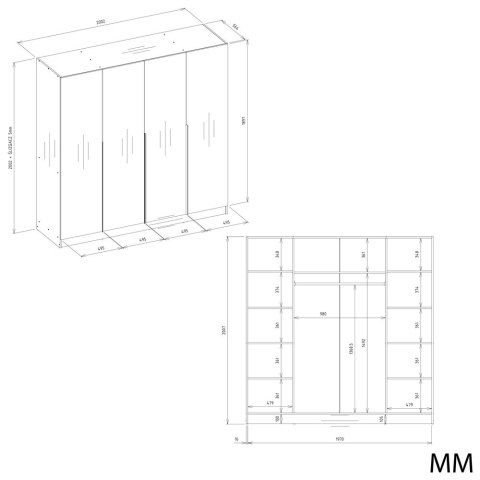 SZAFA SENSO 4D 200 CM 4 DRZWI ZŁOTE UCHWYTY DO SALONU SYPIALNI KASZMIR BEŻ