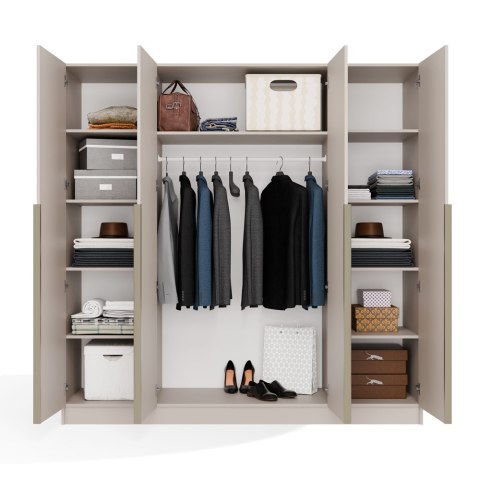 SZAFA SENSO 4D 200 CM 4 DRZWI ZŁOTE UCHWYTY DO SALONU SYPIALNI KASZMIR BEŻ