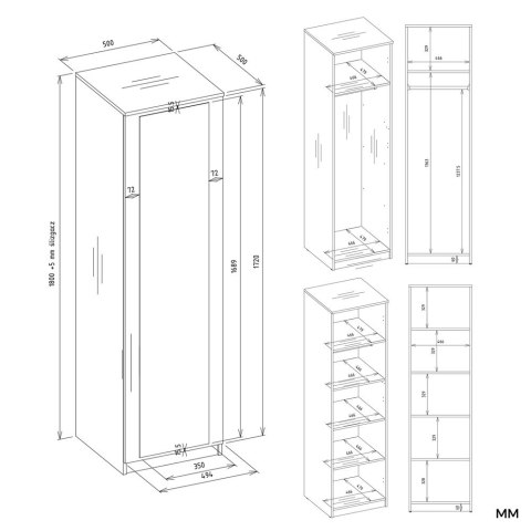 Szafa Malwa SD-50 z Lustrem BIAŁY