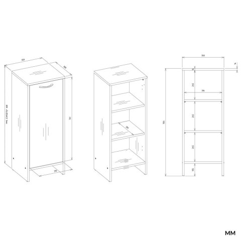 Szafka Łazienkowa NINA 1D BIAŁA 1 Drzwi Regał Słupek 3 Półki Do Łazienki
