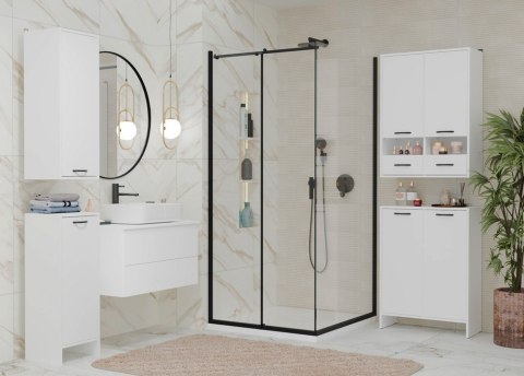 Szafka Łazienkowa NINA 1K1D BIAŁA Regał Słupek 1 Kosz Na Pranie 3 Półki Do Łazienki