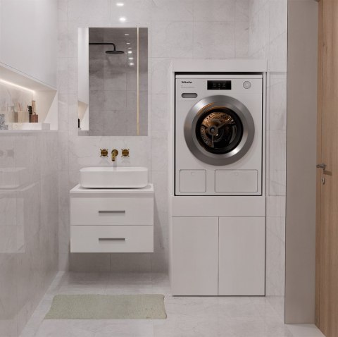 Szafka Łazienkowa Na Pralkę Lub Suszarkę POLA TWIN 1S BIAŁA Regał Szuflada