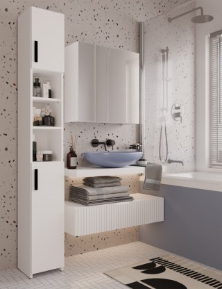 Szafka Łazienkowa POLA 3L Wisząca Z 3 Lustrami Nad Umywalkę 3 Drzwi BIAŁA