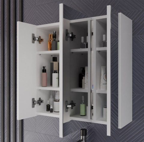 Szafka Łazienkowa POLA 3L Wisząca Z 3 Lustrami Nad Umywalkę 3 Drzwi BIAŁA