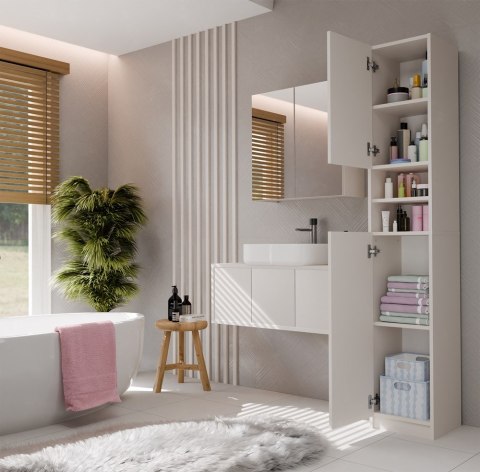 Szafka Łazienkowa Słupek 32 cm MARBELA 1.0 Regał Słupek 2 Drzwi KASZMIR BEŻ