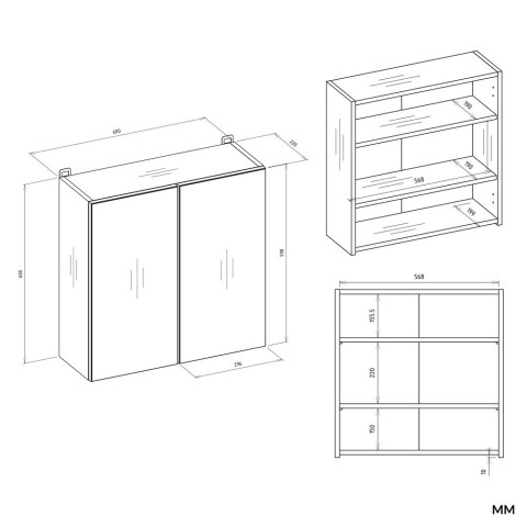 Szafka Łazienkowa Wisząca Z Lustrem Nad Umywalkę POLA 2DL 2 Drzwi KASZMIR