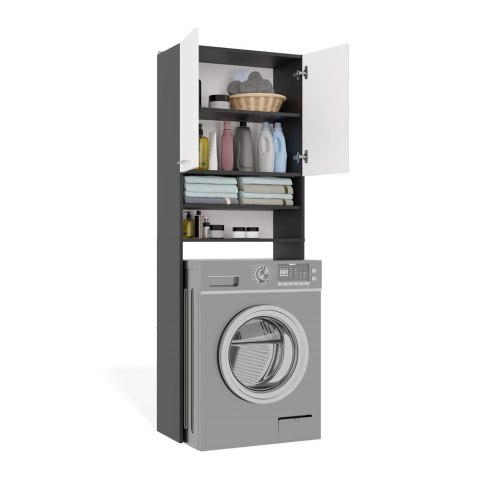 Szafka Łazienkowa na Pralkę POLA DK ANTRACYT BIEL Regał Słupek 180X64X30