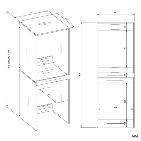 Szafka Łazienkowa na Pralkę i Suszarkę POLA TWIN Regał Słupek DĄB ARTISAN