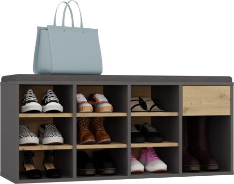Szafka Na Obuwie Buty Otwarta TALLIN ANTRACYT DĄB ARTISAN Do Przedpokoju