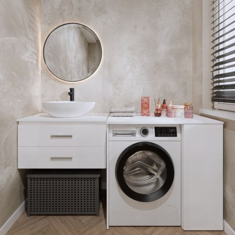 Szafka Na Pralkę Łazienkowa Z Szafką Z Drzwiami POLA NP 1D BIEL 2 Półki