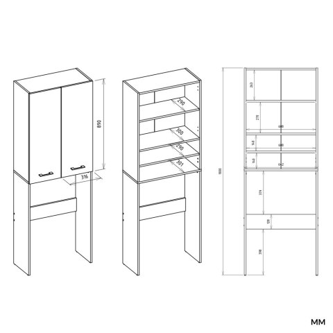 Szafka na pralkę Pola DD ANTRACYT / BIAŁY