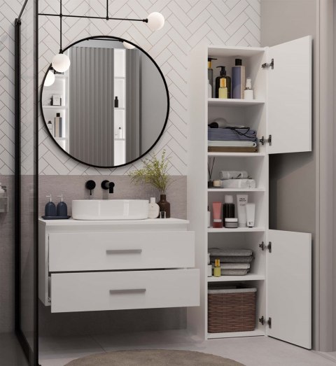 SZAFKA POD UMYWALKĘ NEL 80 ŁAZIENKOWA BIAŁA WISZĄCA 2 SZUFLADY