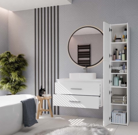 SZAFKA POD UMYWALKĘ NEL 80 ŁAZIENKOWA BIAŁA WISZĄCA 2 SZUFLADY