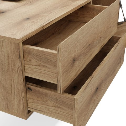 SZAFKA POD UMYWALKĘ TIGO 1D2S DĄB EVOKE 140 CM 2 SZUFLADY RYFLOWANY FRONT WISZĄCA