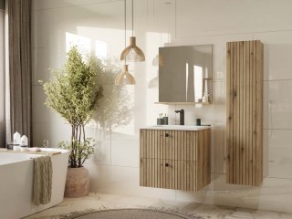 SZAFKA POD UMYWALKĘ TIGO 60 2S DĄB EVOKE 2 SZUFLADY RYFLOWANY FRONT WISZĄCA