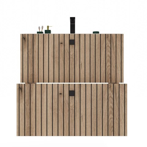 SZAFKA POD UMYWALKĘ TIGO 60 2S DĄB EVOKE 2 SZUFLADY RYFLOWANY FRONT WISZĄCA