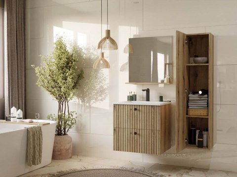 SZAFKA POD UMYWALKĘ TIGO 60 2S DĄB EVOKE RYFLOWANY FRONT + UMYWALKA