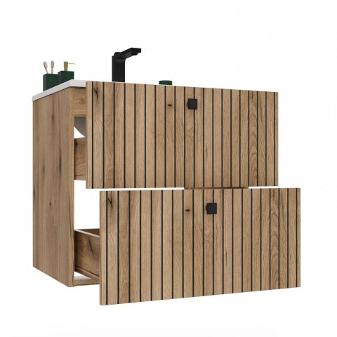 SZAFKA POD UMYWALKĘ TIGO 60 2S DĄB EVOKE RYFLOWANY FRONT + UMYWALKA