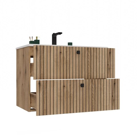 SZAFKA POD UMYWALKĘ TIGO 80 2S DĄB EVOKE RYFLOWANY FRONT + UMYWALKA