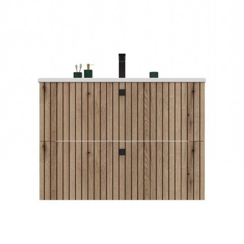 SZAFKA POD UMYWALKĘ TIGO 80 2S DĄB EVOKE RYFLOWANY FRONT + UMYWALKA