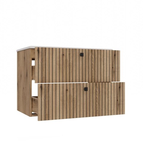 SZAFKA POD UMYWALKĘ TIGO 80 2S DĄB EVOKE RYFLOWANY FRONT + UMYWALKA