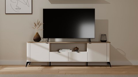 Szafka RTV CORDOBA 2S2S Kaszmir Beż Dąb Castello Szafka Pod TV 2 Szuflady