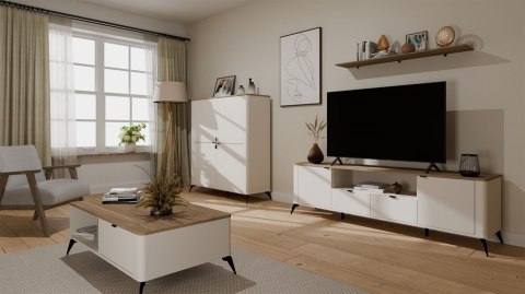 Szafka RTV CORDOBA 2S2S Kaszmir Beż Dąb Castello Szafka Pod TV 2 Szuflady