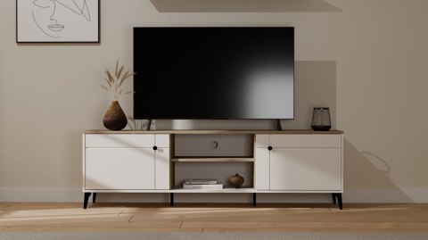 Szafka RTV POINT 2D Kaszmir Beż Dąb Castello Szafka Pod TV 2 Drzwi