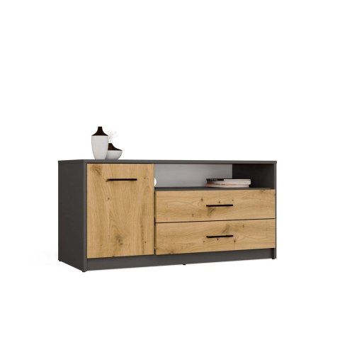 Szafka RTV SIMPLO 1D2S Stolik TV 2 Szuflady 1 Drzwi ANTRACYT DĄB ARTISAN