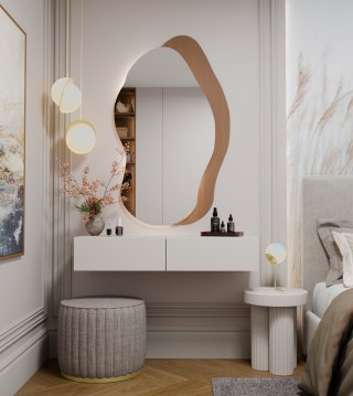 Toaletka Kosmetyczna Wisząca MIKA 110 Cm 2 Szuflady Do Sypialni KASZMIR Beż