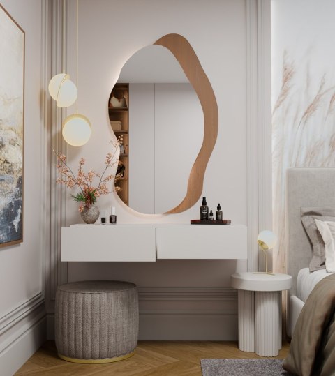 Toaletka Kosmetyczna Wisząca MIKA 110 Cm 2 Szuflady Do Sypialni KASZMIR Beż