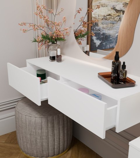 Toaletka Kosmetyczna Wisząca MIKA 110 cm 2 Szuflady Do Sypialni BIAŁA