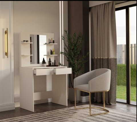 Toaletka Kosmetyczna z Lustrem Do Makijażu MARINA 4P + Biurko 2S KASZMIR