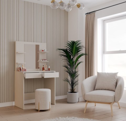 Toaletka Kosmetyczna z Lustrem Do Makijażu MARINA 4P + Biurko 2S KASZMIR