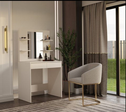 Toaletka Kosmetyczna z Lustrem Do Makijażu MARINA 4P + Biurko 2S KASZMIR