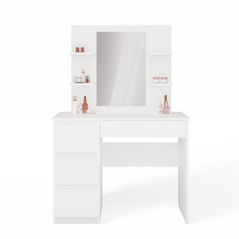 Toaletka MARINA 4P LUSTRO MIJAS LEWE 4 Szuflady 4 Półki BIAŁA Do Sypialni