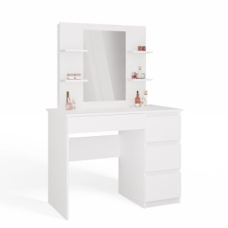 Toaletka MARINA 4P LUSTRO MIJAS PRAWE 4 Szuflady 4 Półki BIAŁA Do Sypialni