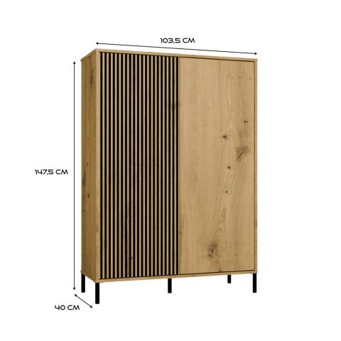 Witryna KAMARO 2DD SLIM/GŁADKI DĄB ARTISAN Lamele Front Ryflowany + Klasyczny